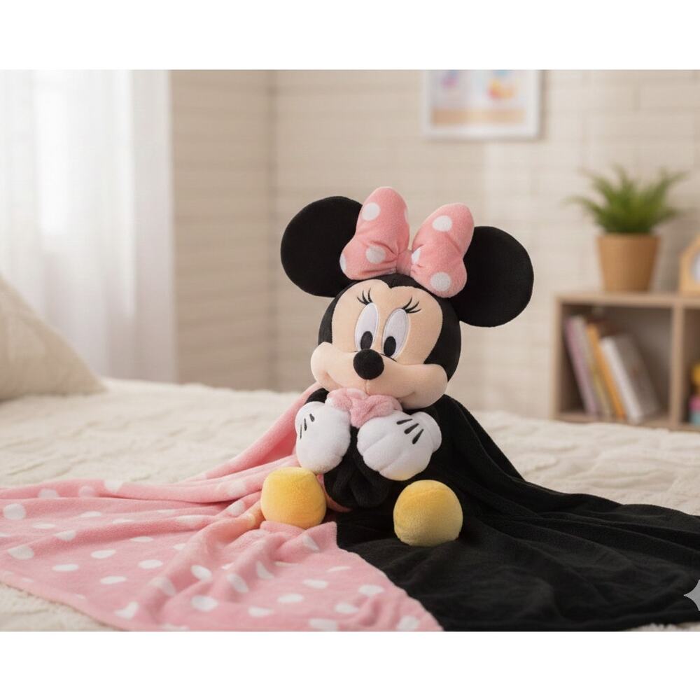 Minnie Mouse Throw Blanket Pillow 3D Disney Parks Plush Stuffed Animal 48"